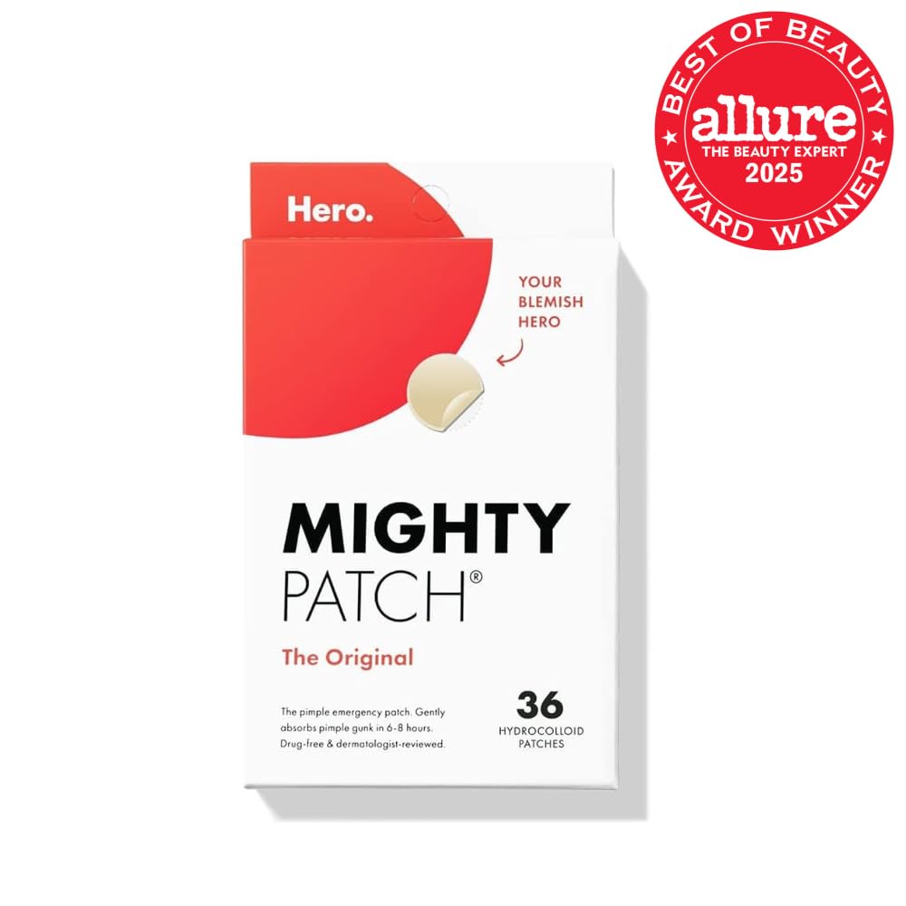Mighty Patch Original Patch from Hero Cosmetics - Hydrocolloid Acne Pimple Patches for Face, Shrinking Zits & Whiteheads in 1