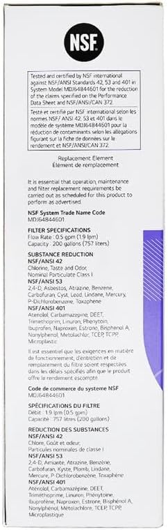 LG LT1000P - 6 Month / 200 Gallon Capacity Replacement Refrigerator Water Filter (NSF42, NSF53, and NSF401) ADQ74793501, ADQ75795105