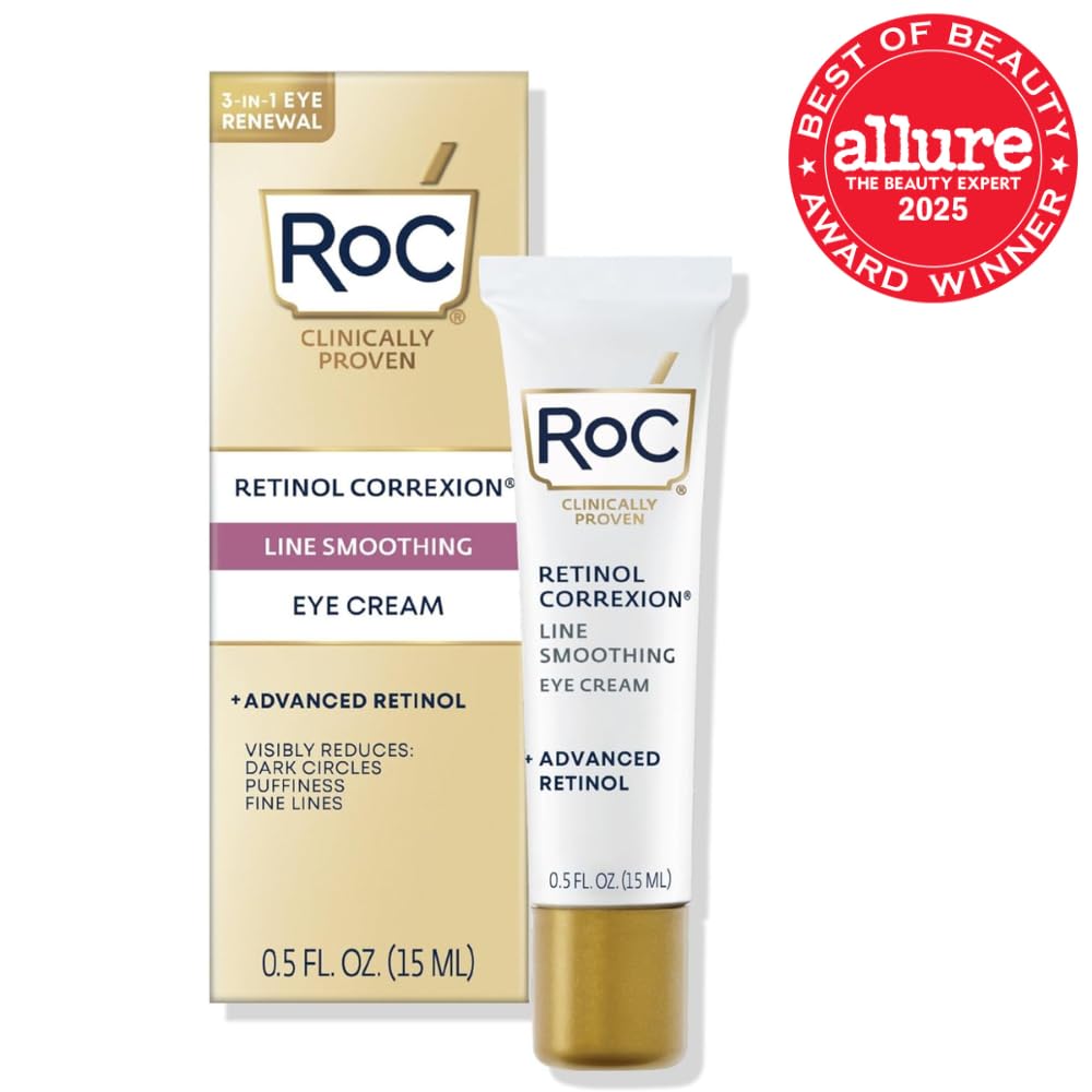 RoC Retinol Correxion Under Eye Cream for Dark Circles & Puffiness, Daily Wrinkle Cream, Anti Aging Skin Care Treatment Women and