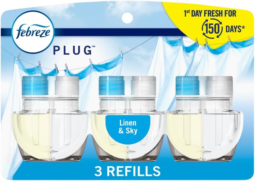 Febreze Plug-In Air Freshener, Odor-Fighting Scented Oil Refill, Air Fresheners for Home and Bathroom and Kitchen, Long Lasting for Strong