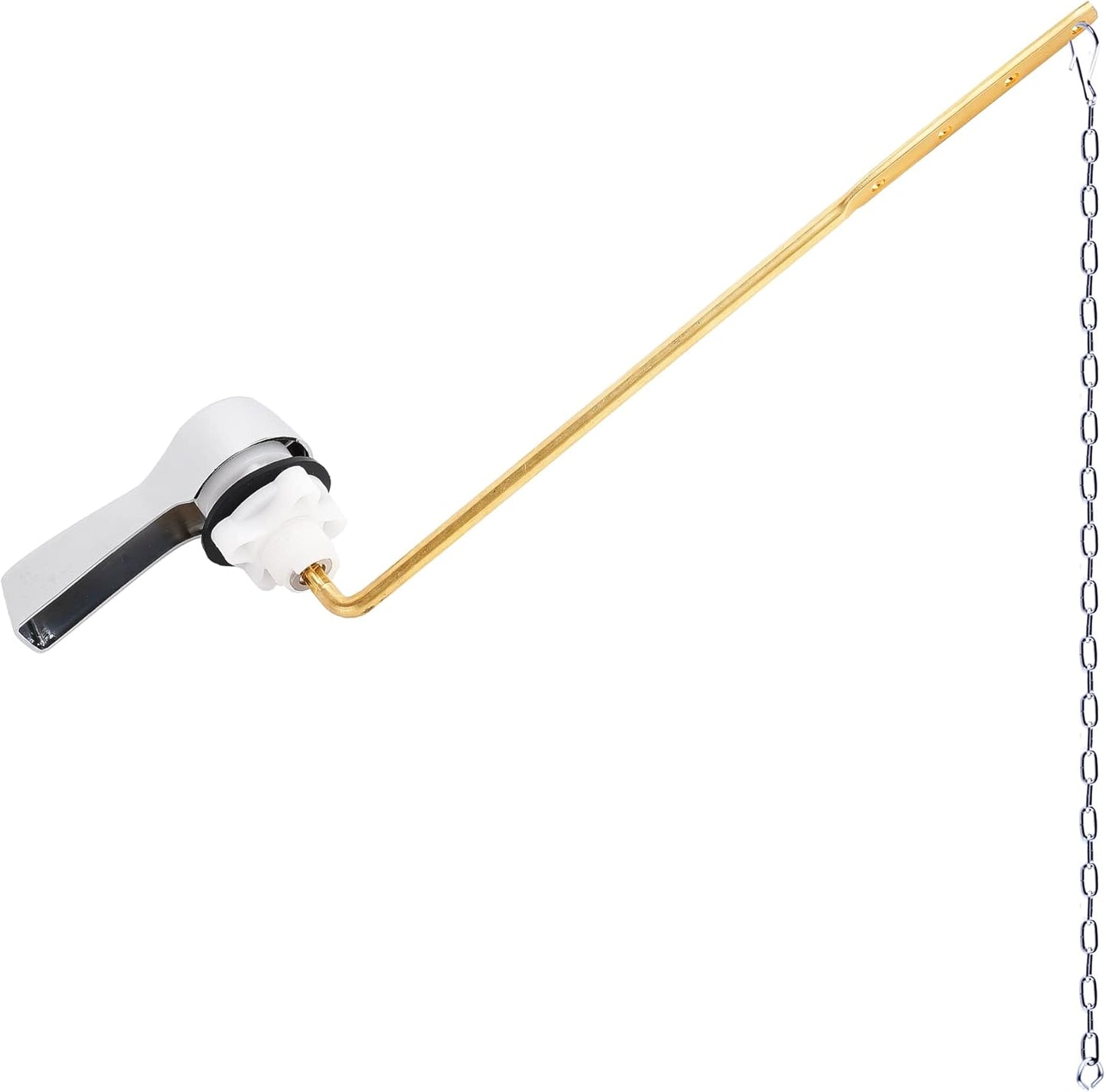 Hibbent Universal Metal Front Mount Toilet Handle Replacement Kit, Brass Toilet Flush Tank Lever with Stainless Steel Flapper Chains for Most