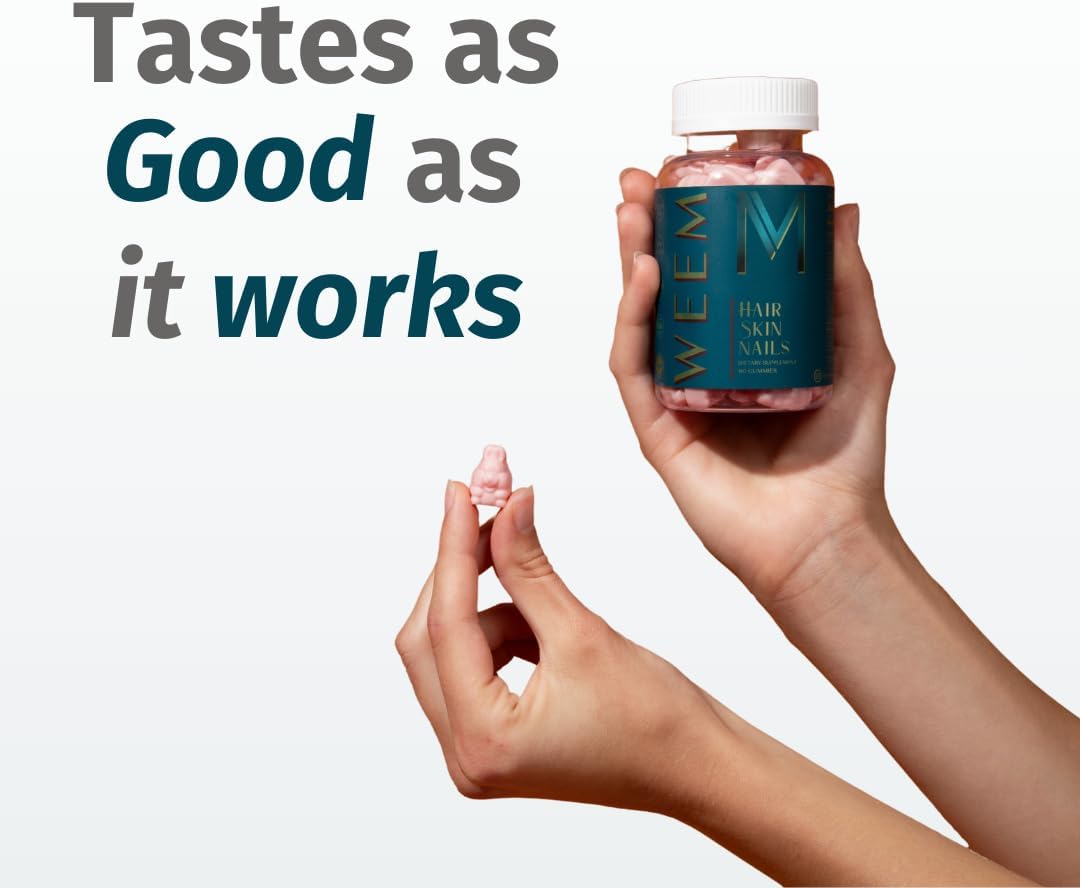 WEEM Hair Skin and Nails Gummies - Supports Healthy Hair - Vegan biotin Vitamins for Women & Men Supports Faster Hair Growth, Stronger