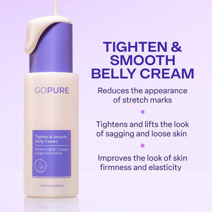 goPure Firming Belly Cream - Dermatologist-Developed Moisturizer with MicroTight4 Complex - Green Microalgae, Longan