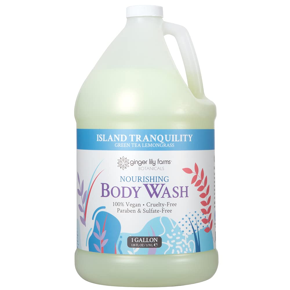 Ginger Lily Farms Botanicals Nourishing Body Wash, Island Tranquility, 100% Vegan & Cruelty-Free, Green Tea Lemongrass