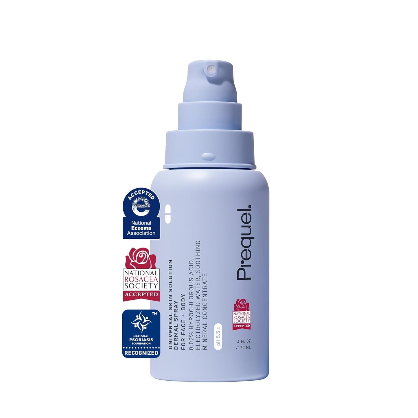 Prequel Skin Universal Skin Solution Hypochlorous Acid Spray for Face and Body. Fine Mist HOCL Facial Cleanser and Dermal Spray with Minerals &