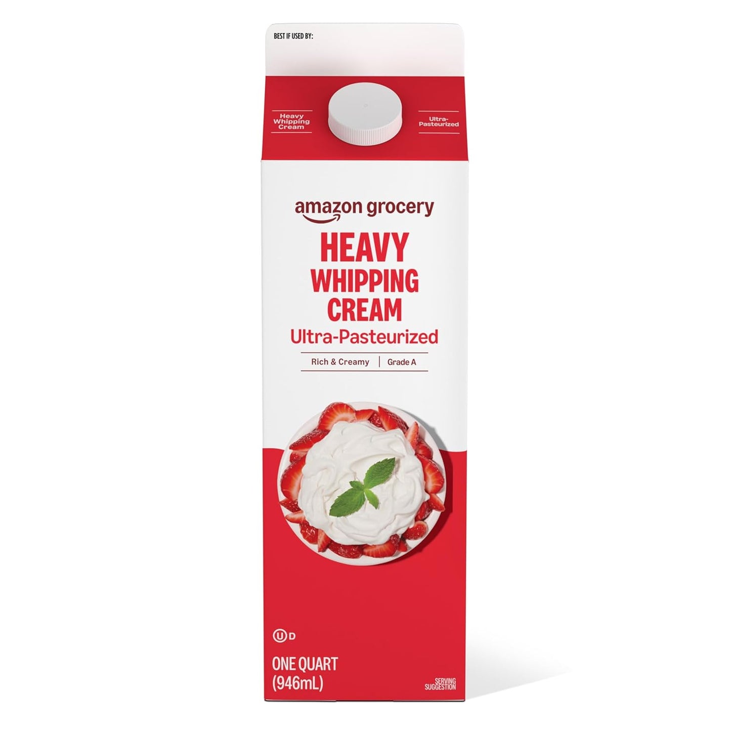 Amazon Grocery, Heavy Whipping Cream, Ultra-Pasteurized, 32 Fl Oz