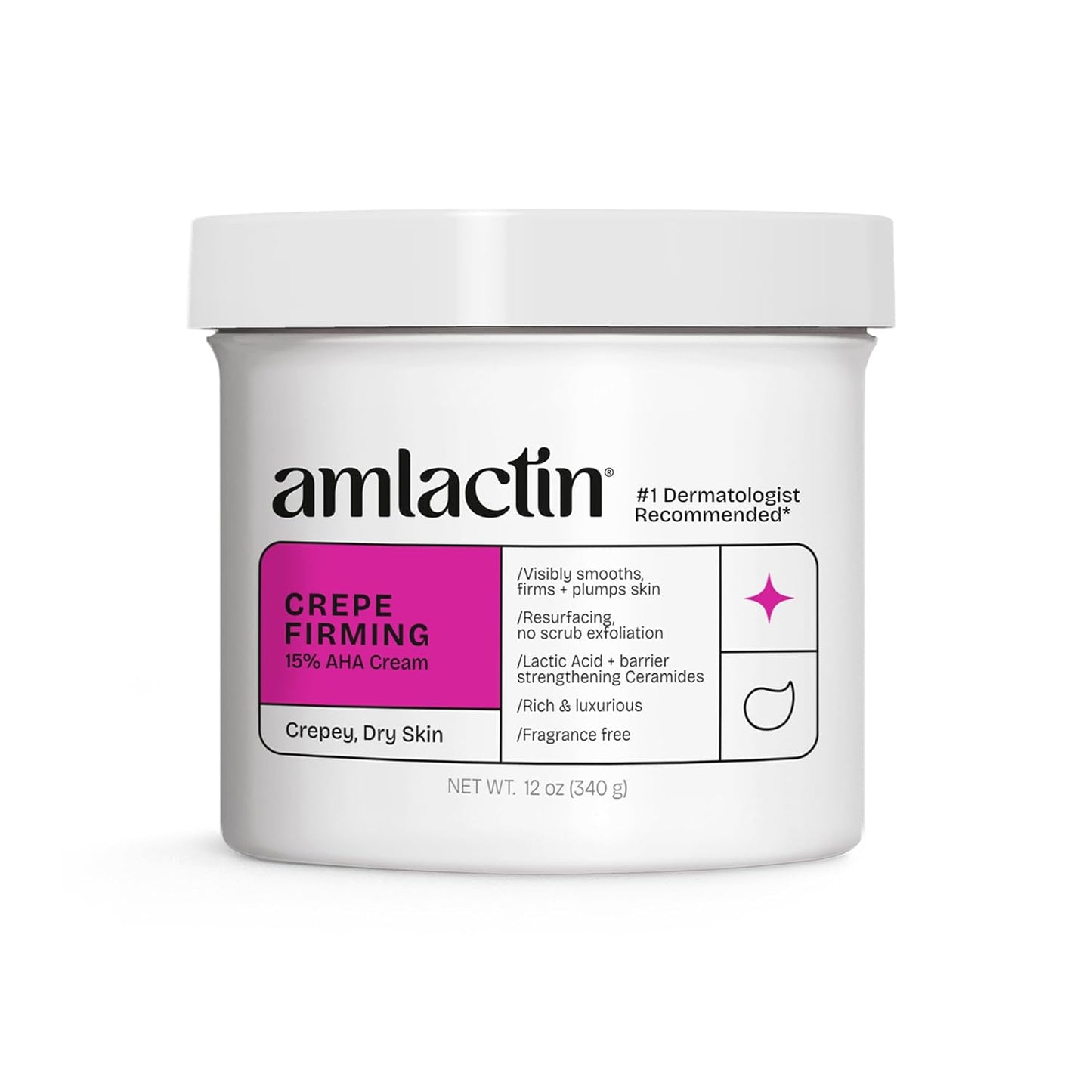 AmLactin Crepe Firming Cream - Therapeutic Skin Tightening Cream for Body No-Scrub Exfoliator and Moisturizer, Skin Care with 15% Lactic Acid