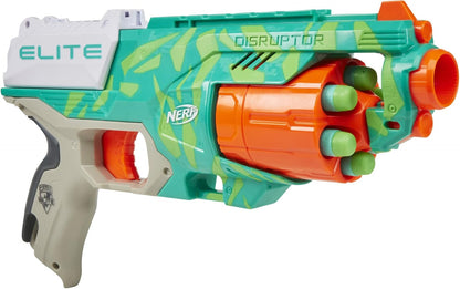 NERF Elite Disruptor Dynamic Green Dart Blaster, Rotating Drum, Slam Fire, Easter Gift for