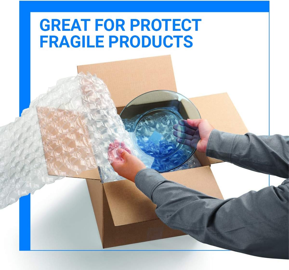 Bubble Cushioning Wrap Rolls, 3/16" x 12" x 72' ft Total [2 Rolls of 36 Feet] Perforated Every 12", 20 Fragile Stickers for Packaging