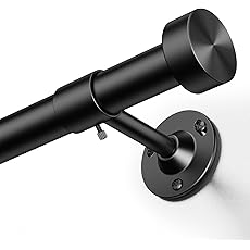 YaFex Curtain Rods 32-144 Inch, Heavy Duty 1 Inch Adjustable Curtain Rod for Windows, Black Extra Long Window Treatment Rods, Modern