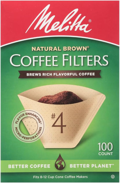 Melitta Cone Coffee Filters, Natural Brown, 100 Count (Pack Of 3), 300 Total Filters - Fits all 8-12 Cup Cone Coffee Makers and