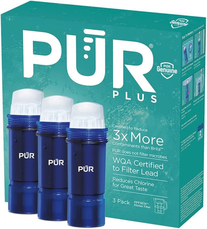 PUR Plus Water Filter Replacement for Pitchers & Dispensers, 6-Month Supply, 3 Count, Blue