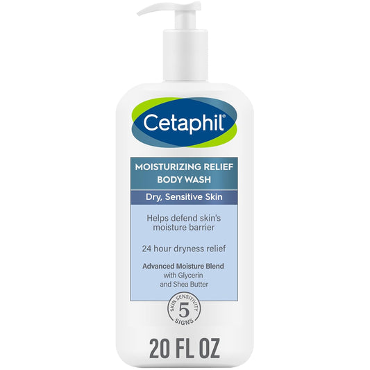Cetaphil Body Wash, Moisturizing Relief Body Wash for Sensitive Skin, Creamy Rich Formula Gently Cleanses and Gives 24 Hour Relief to Dry