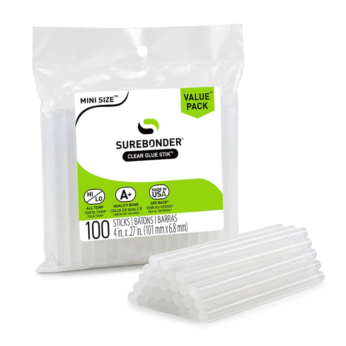 Surebonder DT-100 Mini Size Hot Glue Sticks for Glue Guns 0.27 in. Diameter, 4 in. Length - All Purpose, All Temperature - Great for DIY