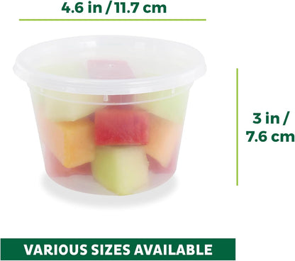 Freshware Food Storage Containers [50 Set] 16 oz Plastic Deli Containers with Lids, Slime, Soup, Meal Prep Containers, BPA Free, Stackable