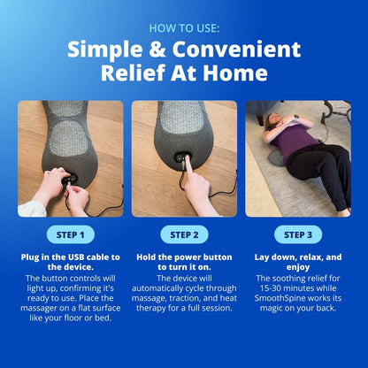 SmoothSpine Triple Fusion Back Massager - The Official Smooth Spine Massager with Heat - Design to Support Lower Back