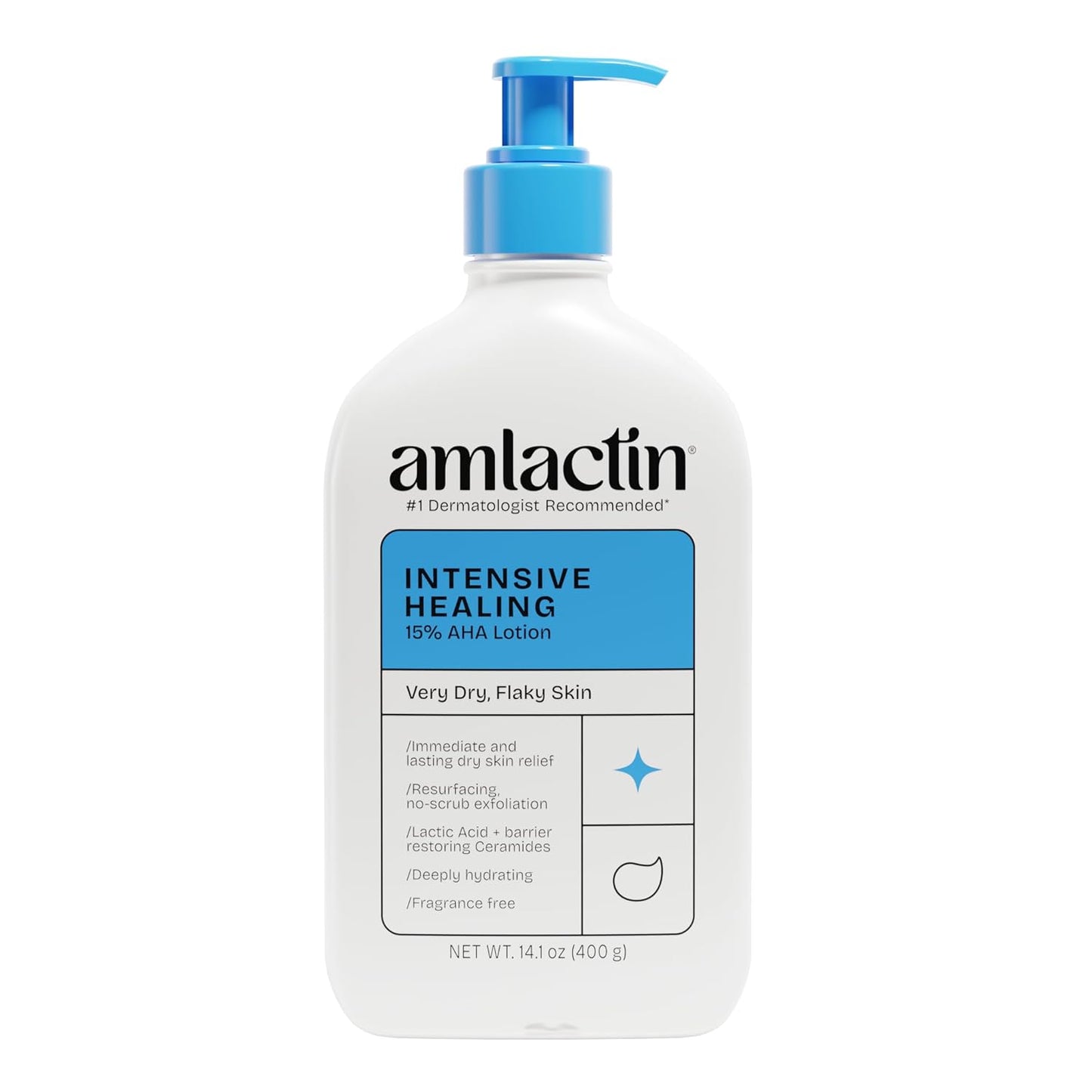 AmLactin Intensive Healing Body Lotion - Therapeutic Lotion for Extremely Dry Skin - No-Scrub Exfoliator and Moisturizer with 15% Lactic Acid AHA and