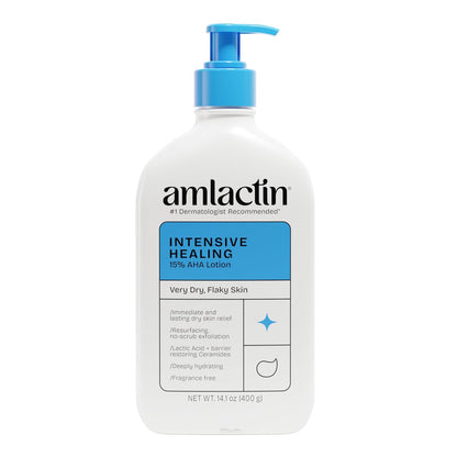 AmLactin Intensive Healing Body Lotion - Therapeutic Lotion for Extremely Dry Skin - No-Scrub Exfoliator and Moisturizer with 15% Lactic Acid AHA and