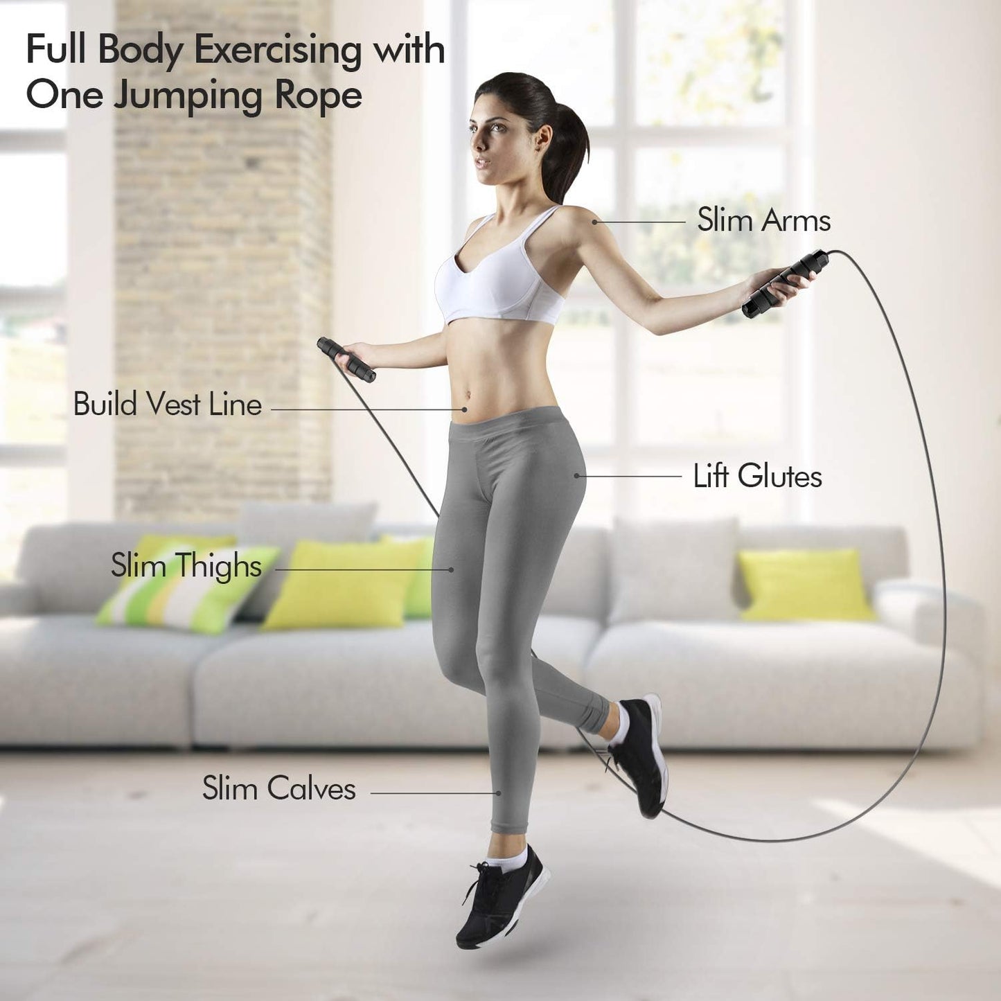 Jump Rope, Tangle-Free Rapid Speed Jumping Rope Cable with Ball Bearings for Women, Men &