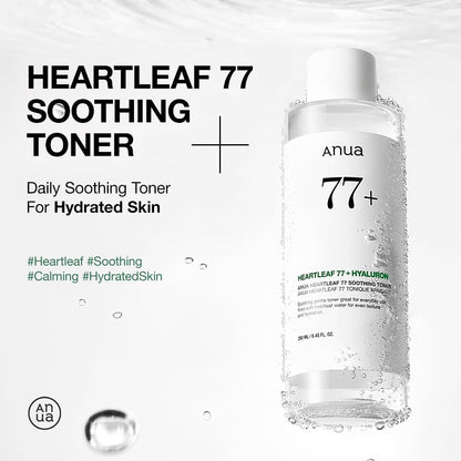 Anua Heartleaf 77 Soothing Toner, Moisturizing & Calming Facial Toner for Glass Skin, Hyaluronic Acid, Lightweight Hydration for Sensitive