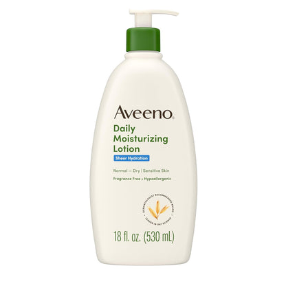 Aveeno Sheer Hydration Fragrance-Free Daily Moisturizing Lotion with Prebiotic Oat for Dry Skin
