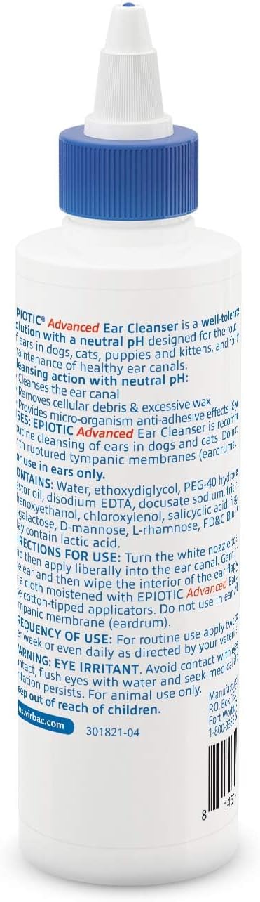 Virbac EPIOTIC Advanced Ear Cleanser, Powerful and Gentle Cleanser For Dogs and Cats of all ages, 4 oz