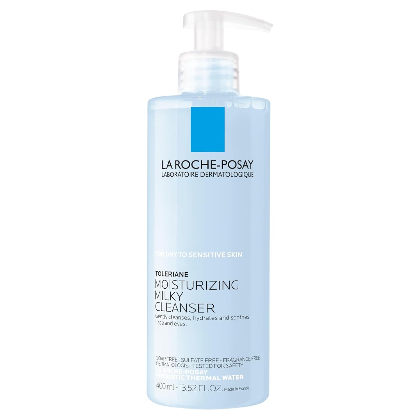 La Roche-Posay Toleriane Moisturizing Milky Cleanser, Gentle Face Cleanser with Glycerin for Dry, Sensitive & Allergy-Prone