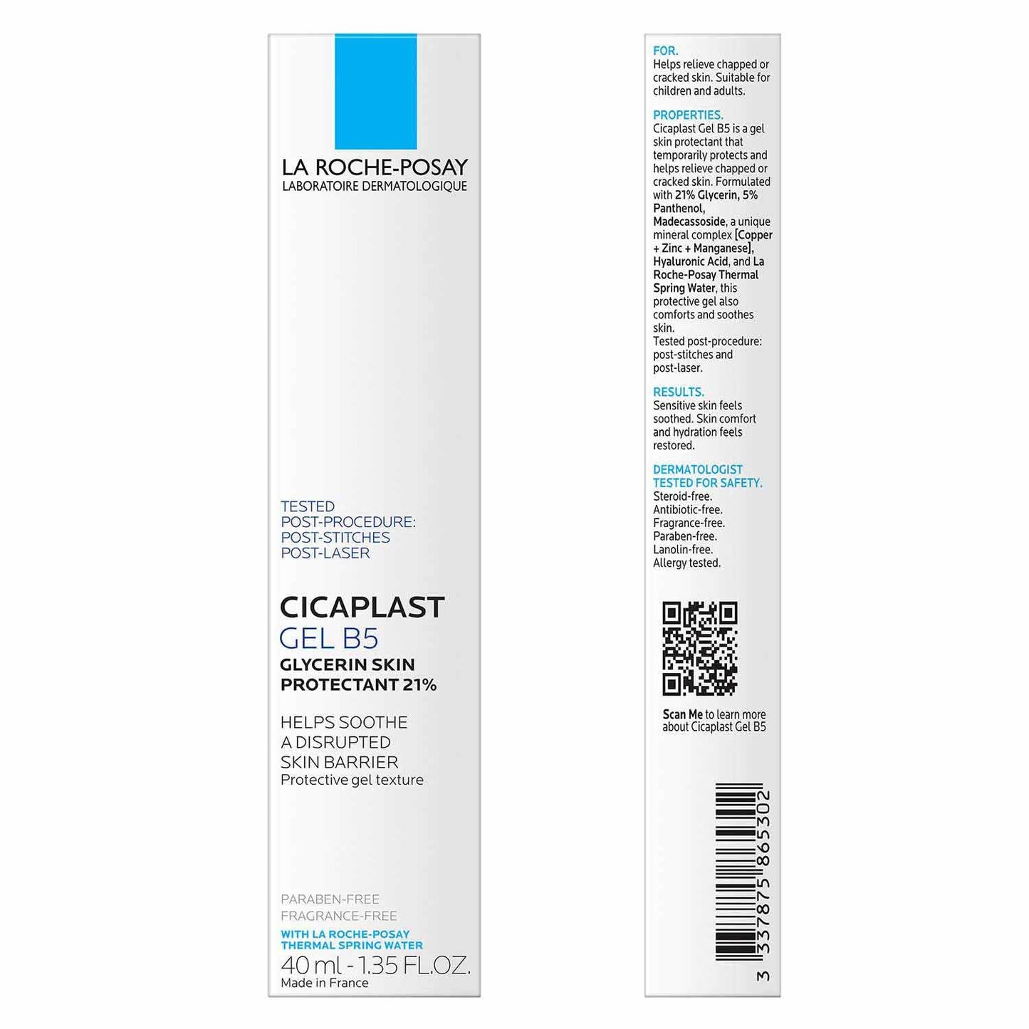 La Roche-Posay Cicaplast Gel B5, Protective Repair Gel for Cracked, Chapped Skin with Madecassoside and Glycerin, Tested
