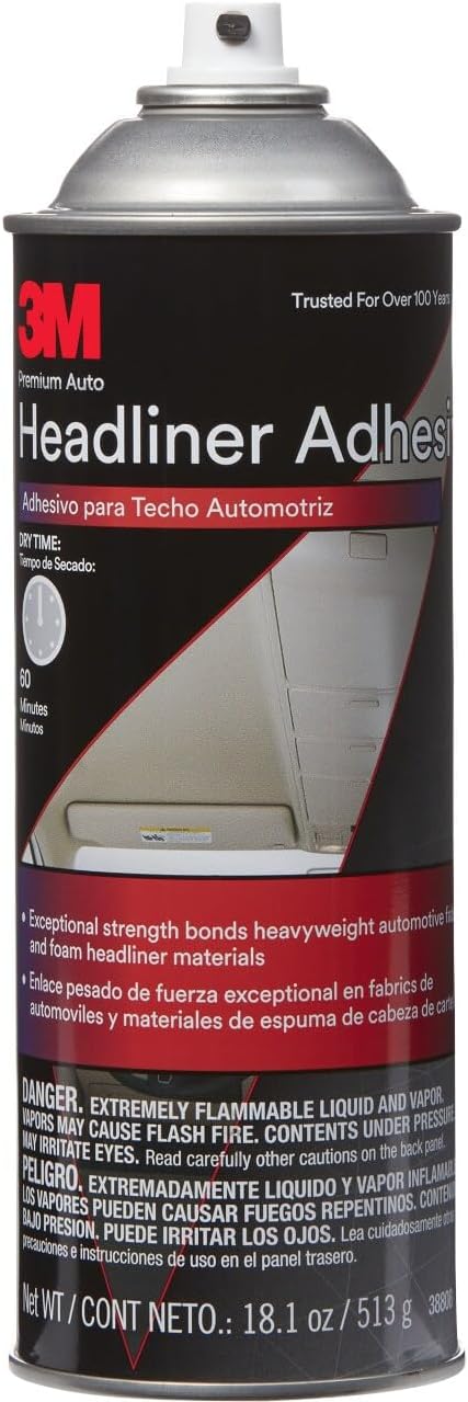 3M Headliner & Fabric Adhesive, 18.1 oz., Exceptional Strength Bonds Heavyweight Automotive Fabrics to Metal Surfaces, For Bonding Headlines