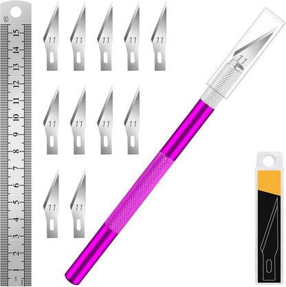 DIYSELF Craft Knife with 10 Extra Blades, Precision Hobby Knife Set with Steel Ruler, Exacto Knife for Crafting, Polymer Clay, Pottery, Paper