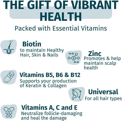WEEM Hair Skin and Nails Gummies - Supports Healthy Hair - Vegan biotin Vitamins for Women & Men Supports Faster Hair Growth, Stronger