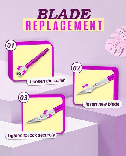 DIYSELF Craft Knife with 10 Extra Blades, Precision Hobby Knife Set with Steel Ruler, Exacto Knife for Crafting, Polymer Clay, Pottery, Paper