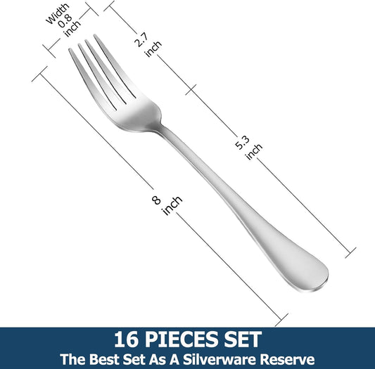 Dinner Forks,Set of 16 Top Food Grade Stainless Steel Silverware Forks,Table Forks,Flatware Forks,8 Inches,Mirror Finish & Dishwasher