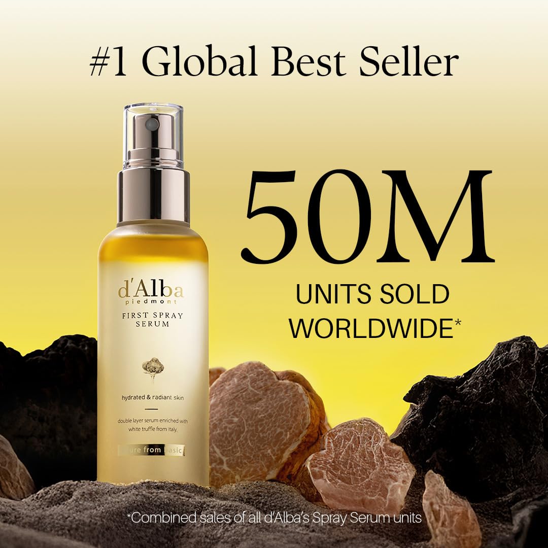 d'alba Piedmont Italian White Truffle First Spray Serum, Vegan Skin Care, Light-weight Face Moisturizer, Glow Serum for Radiant Skin, Non