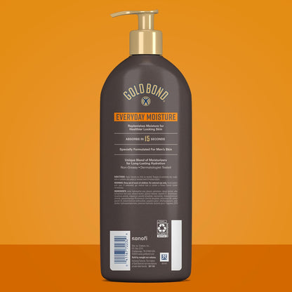 Gold Bond Men's Essentials Everyday Moisture Daily Body & Hand Lotion With Vitamin C, Hydrating Lotion Formulated for Men's Dry Skin, Value