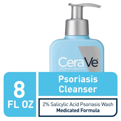 CeraVe Cleanser for Psoriasis Treatment, With Salicylic Acid for Dry Skin Itch Relief & Latic Acid for Exfoliation, Fragrance Free & Allergy