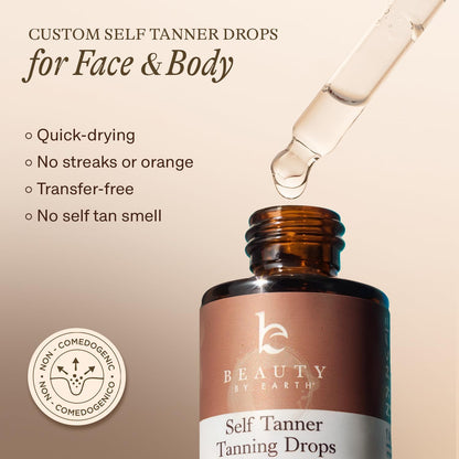 Self Tanning Drops - USA Made with Natural & Organic Ingredients, Medium Face Tanning Drops to Add to