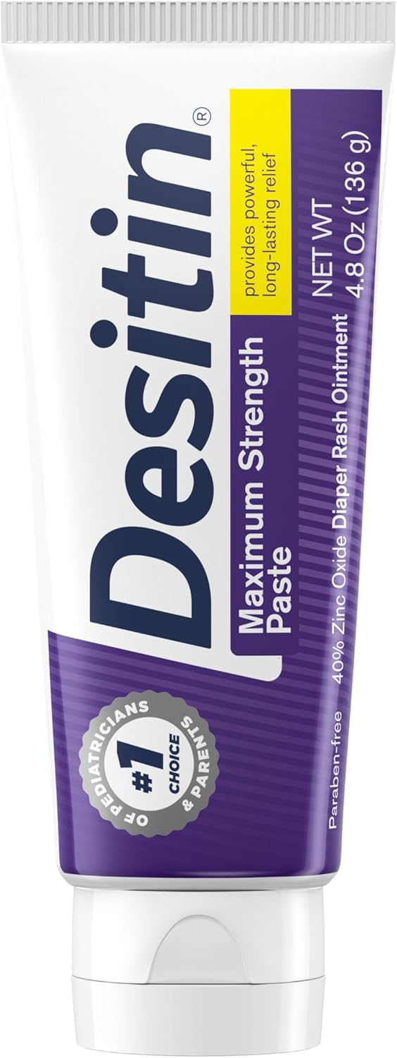 Desitin Maximum Strength Baby Diaper Rash Cream, 40% Zinc Oxide, Hypoallergenic No Added Parabens &