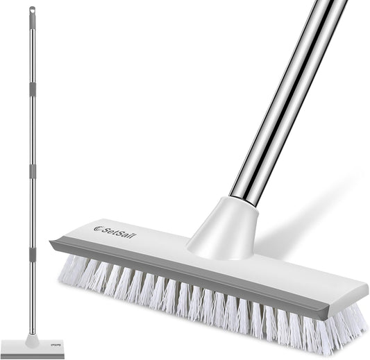 SetSail Floor Scrub Brush with 51-Inch Long Adjustable Handle 2 in 1 Scrape Brush Stiff Bristle Floor Scrubber for Cleaning Shower Bathroom Garage