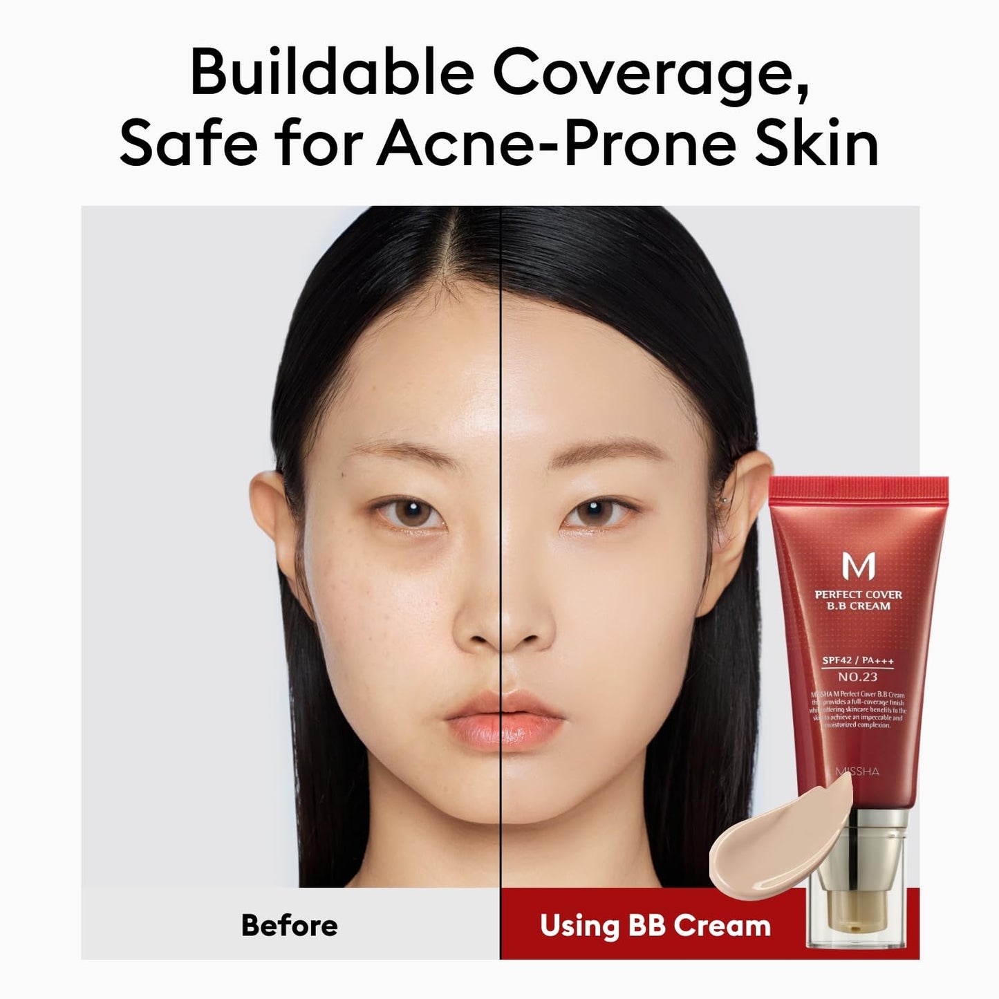 MISSHA M Perfect Cover BB Cream No.23 Natural Beige -Light/Medium with Cool/Neutral Undertone SPF 42 PA +++ 1.69 Fl Oz - Tinted Moisturizer for face