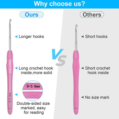 MECHEER Crochet Hooks 12 Sizes Crochet Hook Set, 51 Pack Yarn Crochet Kit for Beginners, Knitting Needles with Ergonomic Handles for Arthritic
