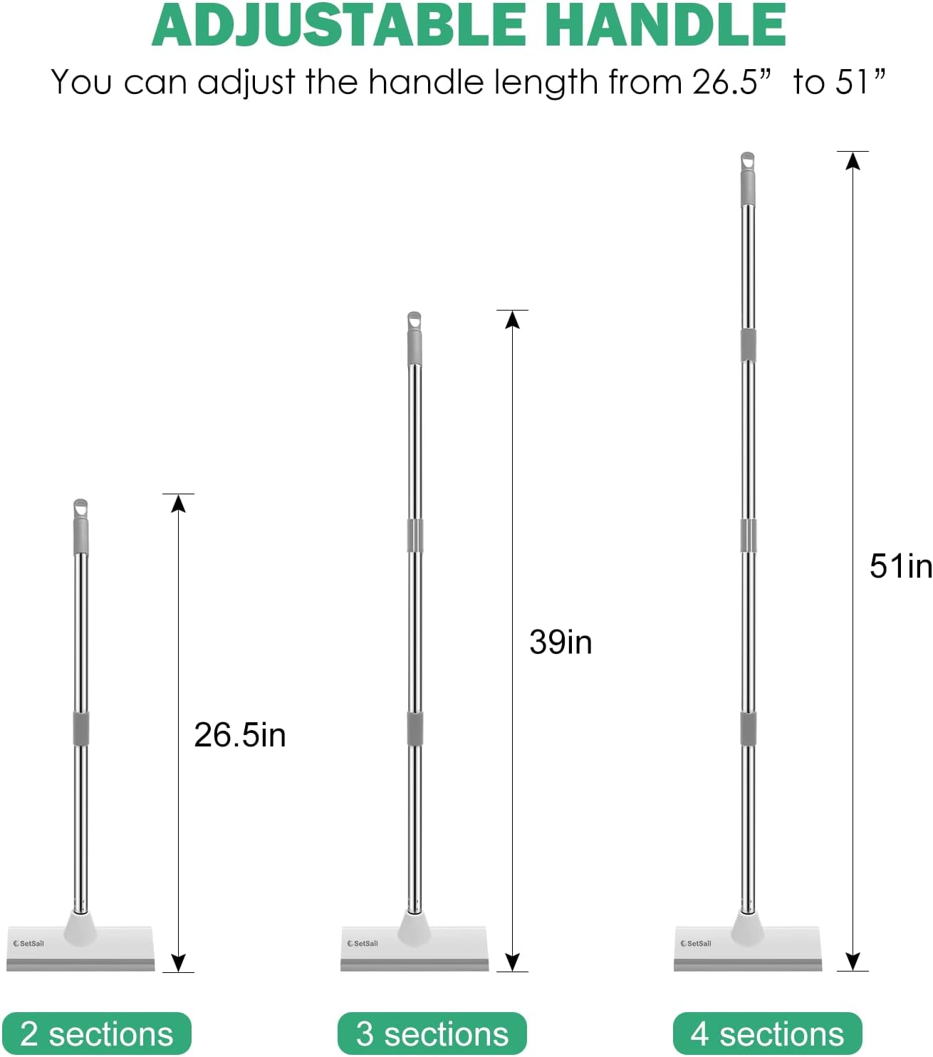SetSail Floor Scrub Brush with 51-Inch Long Adjustable Handle 2 in 1 Scrape Brush Stiff Bristle Floor Scrubber for Cleaning Shower Bathroom Garage