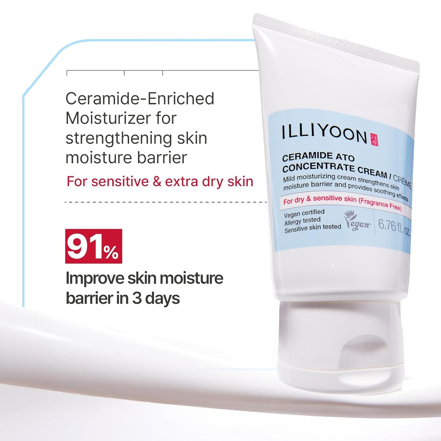 Illiyoon Ceramide Ato Concentrate Cream, Moisturizer for Dry & Sensitive Skin, 100hr Lasting Hydration, For Face & Body, Gentle for