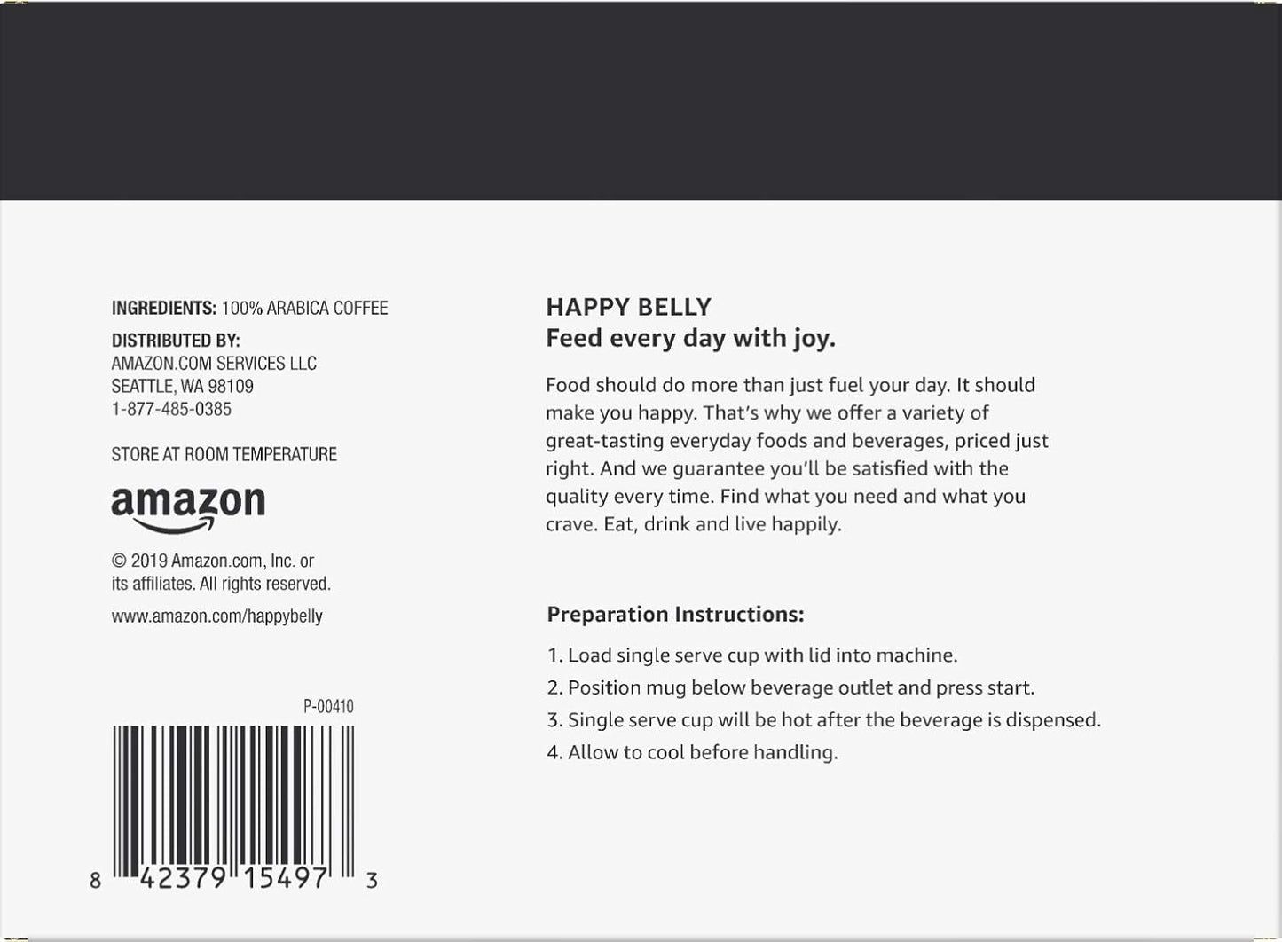 Amazon Brand - Happy Belly Dark Roast Coffee Pods, 100 Count