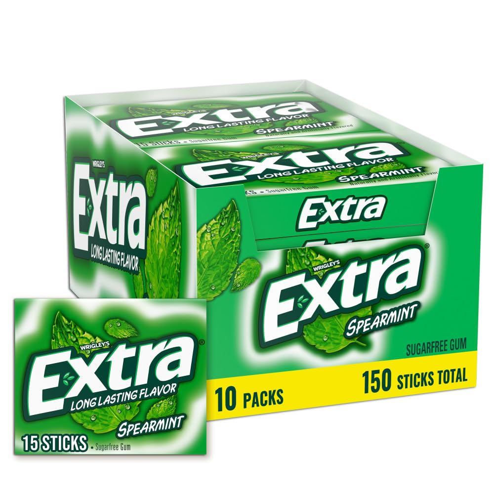 Extra Gum Spearmint Sugarfree Gum Bulk, Individually Wrapped, Perfect for Long Lasting Fresh Breath at School, Work & Travel 15 Count0