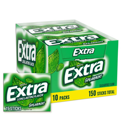 Extra Gum Spearmint Sugarfree Gum Bulk, Individually Wrapped, Perfect for Long Lasting Fresh Breath at School, Work & Travel 15 Count0