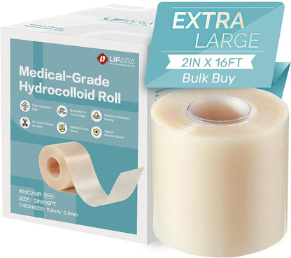 LIFARA Hydrocolloid Roll for Wound Care - Cut-to-Size, Hydrocolloid Patch Bandages with Self-Adhesive, Ultra Absorbent &