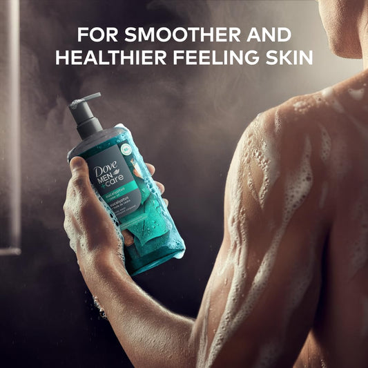 DOVE MEN Moisturizing Body Wash, Dermatologist Body Wash for Men, Sulfate Free, Paraben Free, & Dye Free, Eucalyptus + Cedar Oil, 26oz