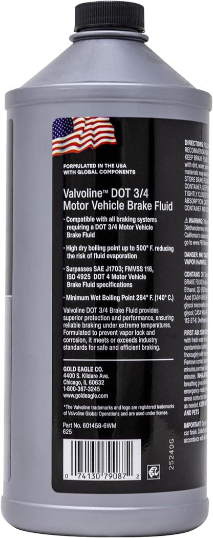 Valvoline DOT 3 & 4 Synthetic Brake Fluid with High Boiling Point, Corrosion Protection, Vapor Lock Resistance, Compatible with