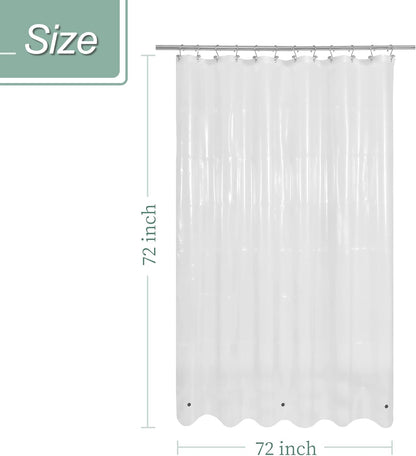Mrs Awesome Clear Shower Curtain Liner with 3 Magnets, 72x72 Premium Flexible Sturdy Plastic Shower Curtain for Bathroom Lightweight